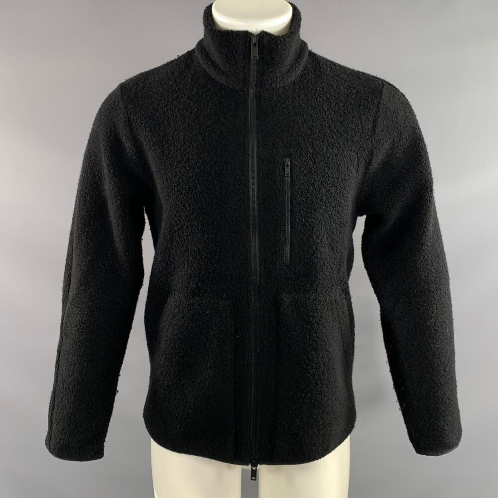 THEORY Size S Black Fleece Wool Blend Double Zipper Jacket